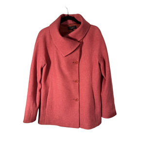 Talbots Pink Wool Blend Jacket Asymmetrical Collar Size 12 New Without Tags